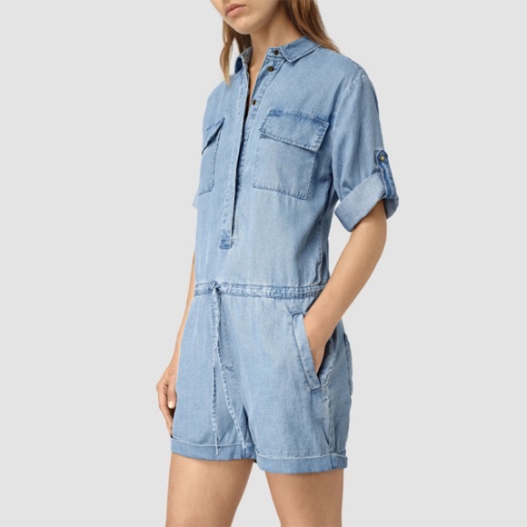 All Saints Denim Jumpsuit Size 6 - Picture 2 of 6